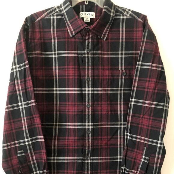 Orvis Plaid 100% Cotton Flannel Button Up Long Sleeve Shirt L - Picture 3 of 7